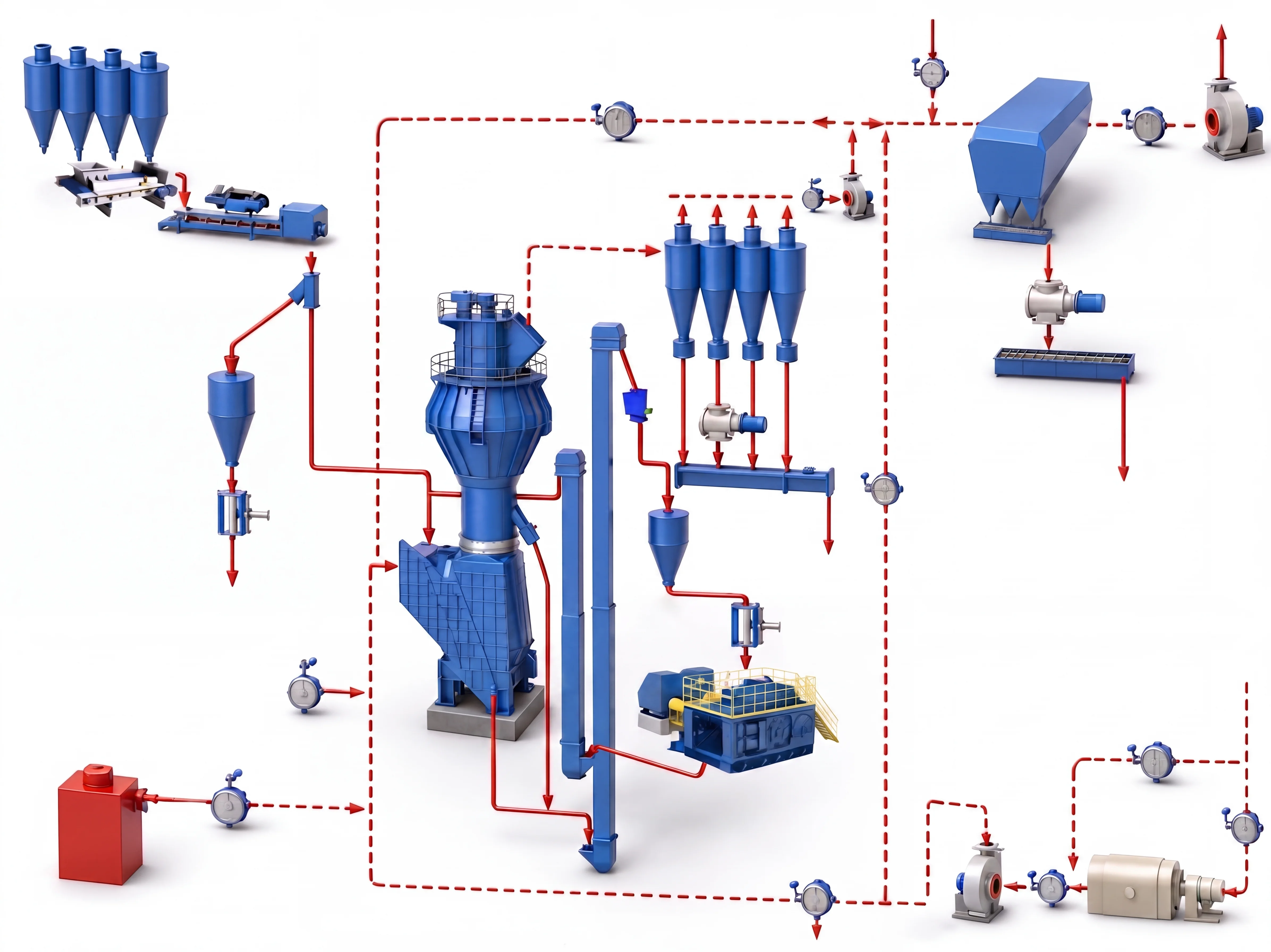 Raw meal grinding system and raw material mill process equipment