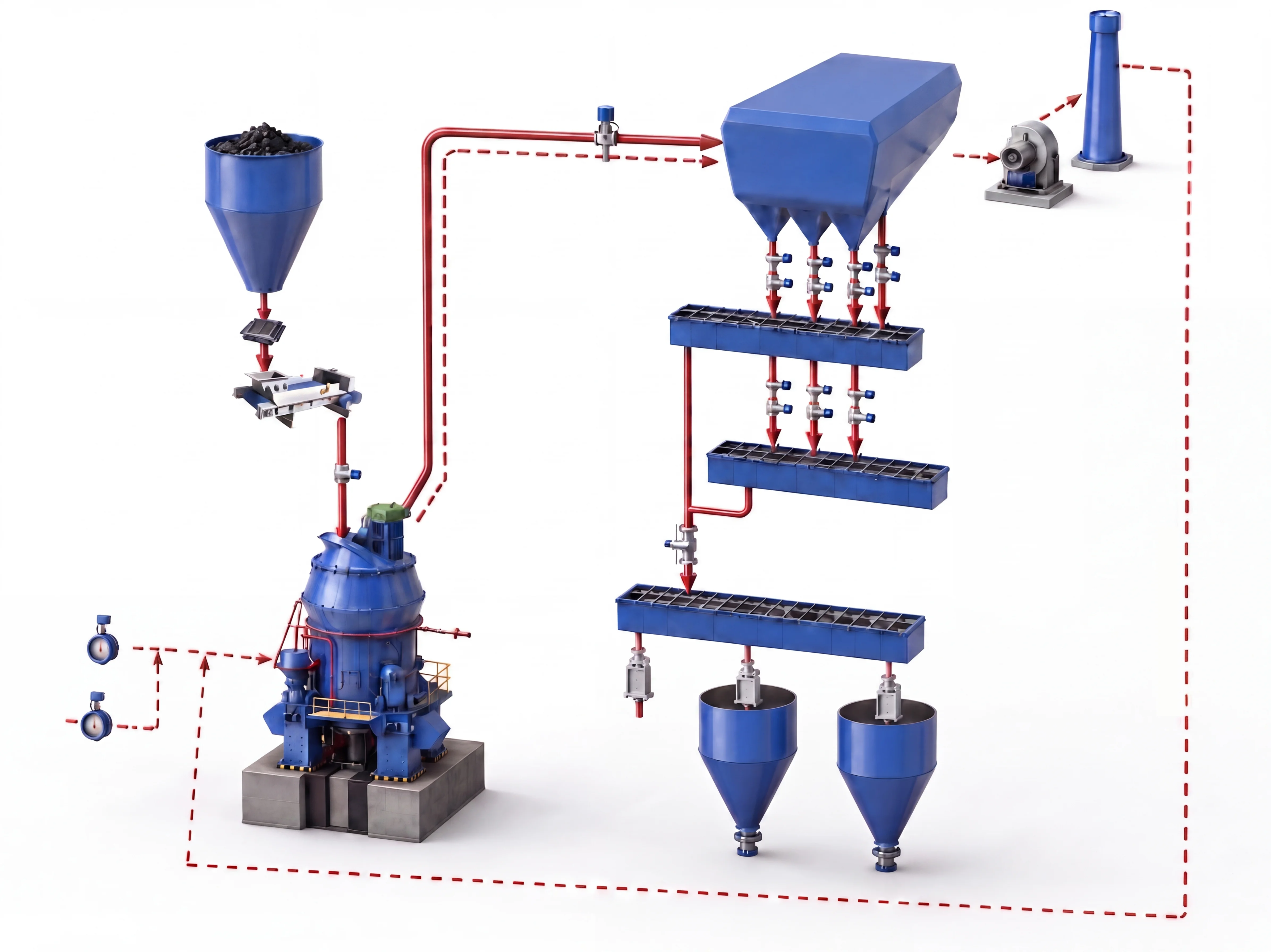 Coal grinding preparation process system for cement production