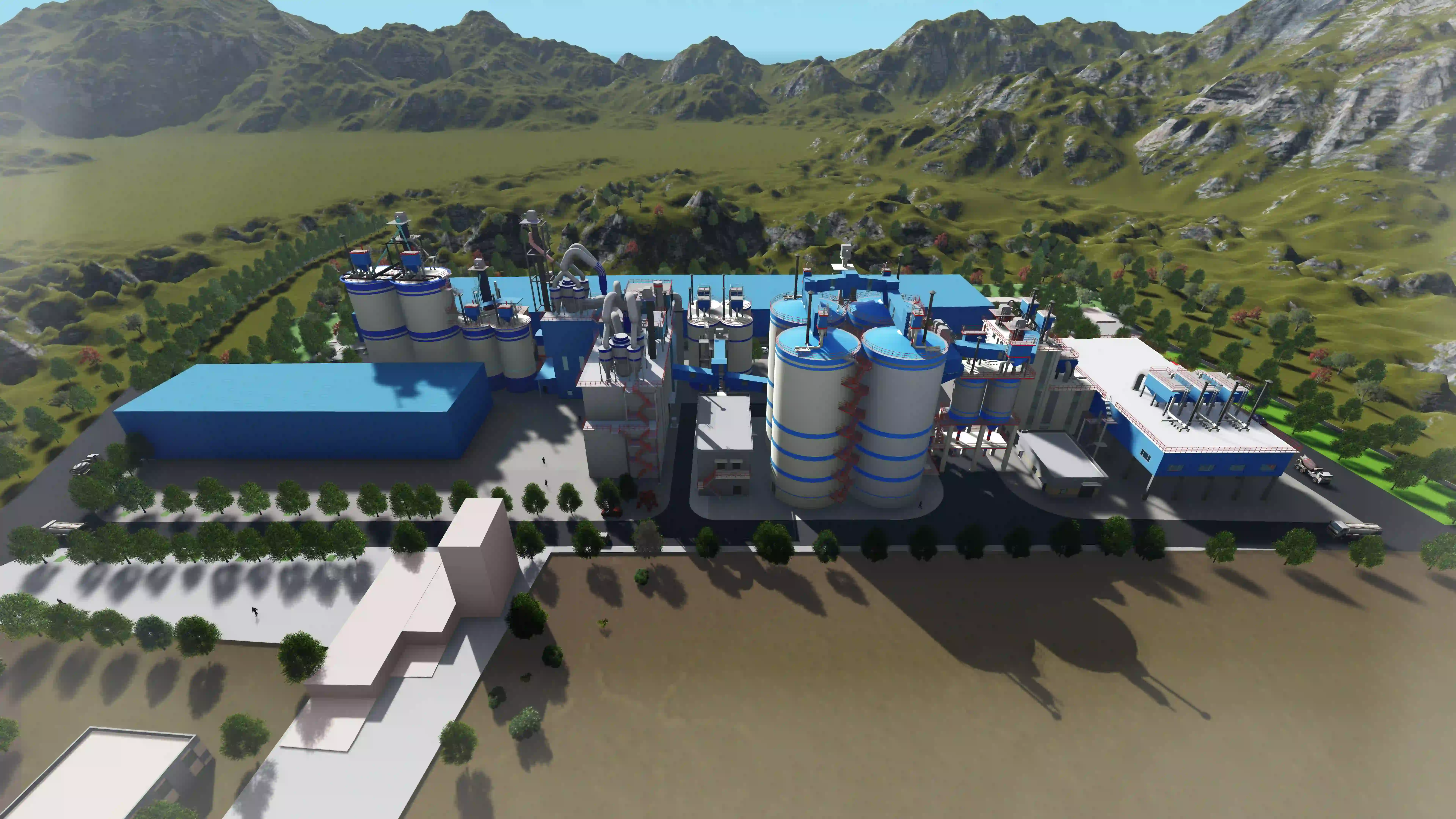Cement grinding station with storage and dispatch systems